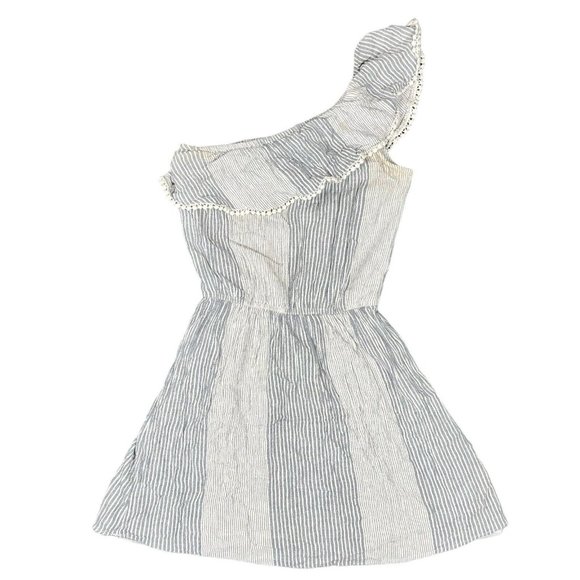 American Eagle Dress Mini One Shoulder Knee Length Crinkle Ruffle Womens Size XS - Picture 4 of 11